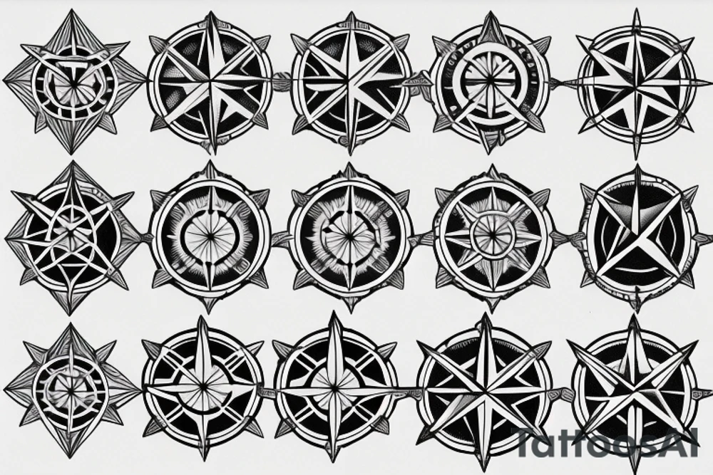 diamond compass rose tattoo idea