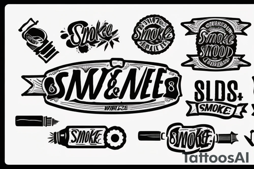 A circle sawmill blade containing the words "smoke & sawdust" surrounding a honda motorcycle in a retro 80s style tattoo idea
