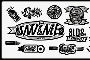 A circle sawmill blade containing the words "smoke & sawdust" surrounding a honda motorcycle in a retro 80s style tattoo idea