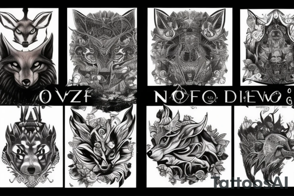Neo trad wolf tattoo idea