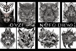Neo trad wolf tattoo idea