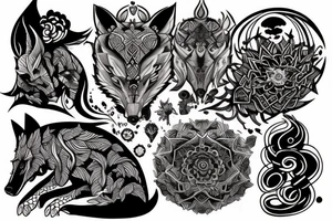 Neo trad wolf tattoo idea