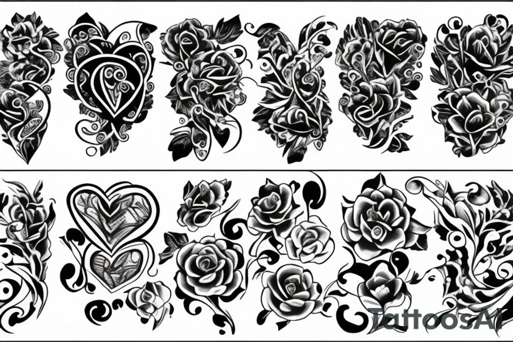 heart
flowers tattoo idea