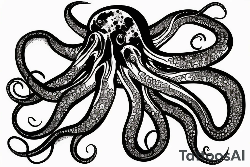 Octopus with esch tentacle with a different culture tattoo idea