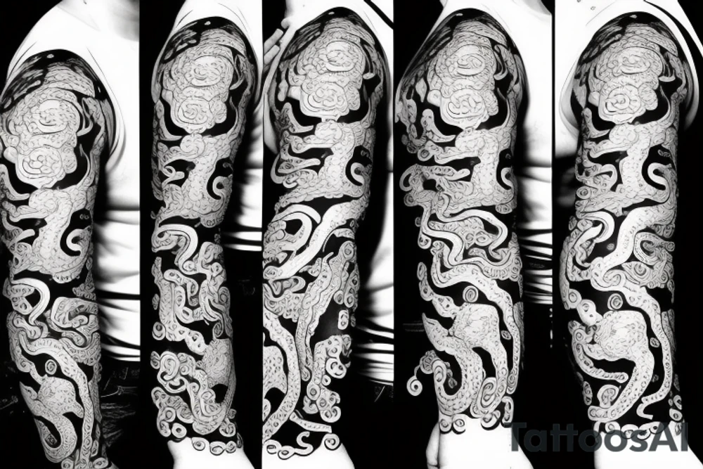 Octopus with esch tentacle with a different culture tattoo idea