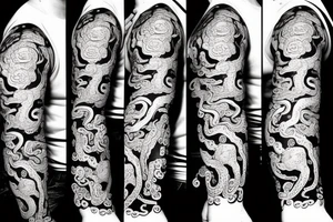 Octopus with esch tentacle with a different culture tattoo idea