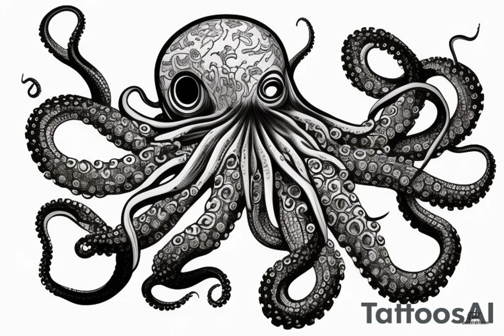 Octopus with esch tentacle with a different culture tattoo idea