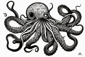 Octopus with esch tentacle with a different culture tattoo idea