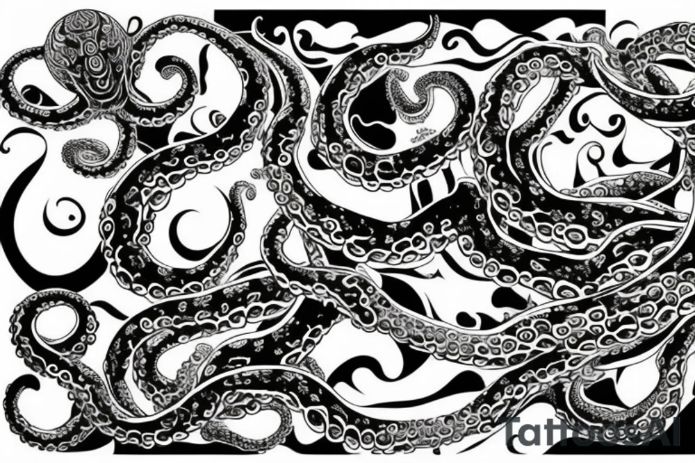 Octopus with each tentacle with a different culture tattoo idea Octopus with each tentacle with a different culture tattoo idea