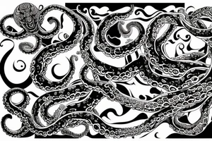 Octopus with each tentacle with a different culture tattoo idea