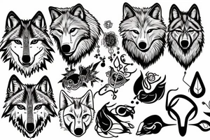 wolf face electronic circuitry tattoo idea