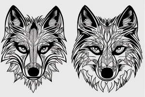 wolf face electronic circuitry tattoo idea