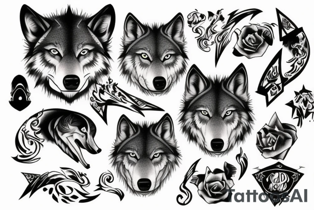 dollar sign wolf tattoo idea