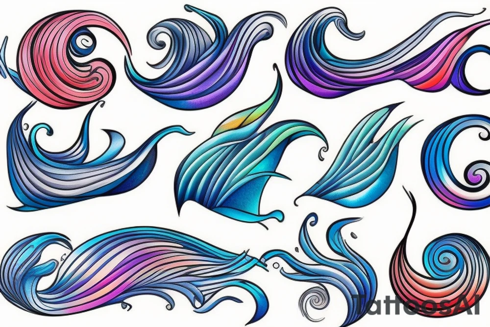 A colourful ocean wave tattoo idea