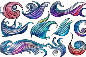 A colourful ocean wave tattoo idea