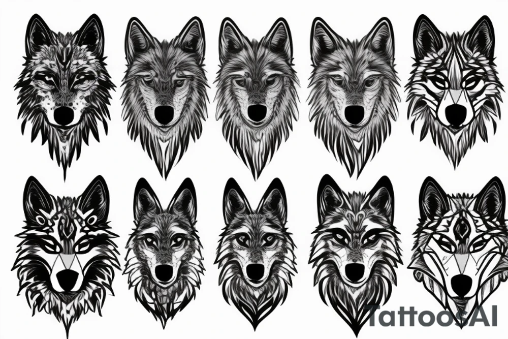 wolf face tattoo idea