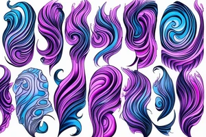 An ocean wave that is pink, blue and purple, that is large enough to cover an entire shoulder tattoo idea