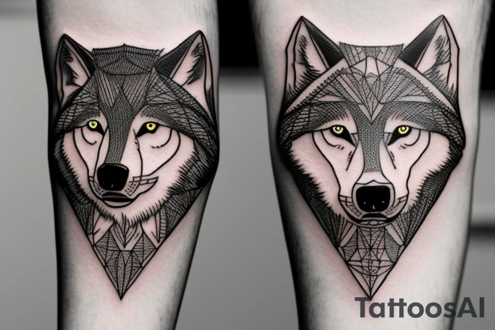 inner forearm tattoo of a wolf face, half of the face should be made out of circuitry tattoo idea