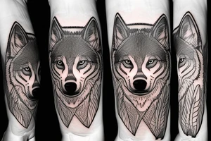 inner forearm tattoo of a wolf face, half of the face should be made out of digital circuitry tattoo idea