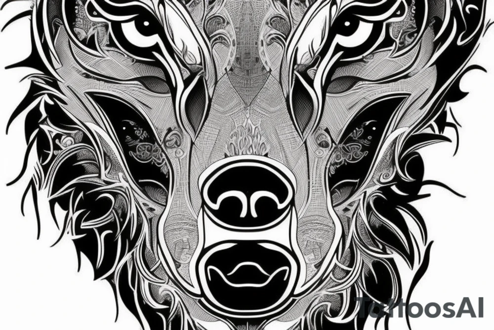 inner forearm tattoo of a wolf face, half of the face should be made out of digital circuitry tattoo idea