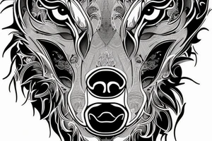 inner forearm tattoo of a wolf face, half of the face should be made out of digital circuitry tattoo idea