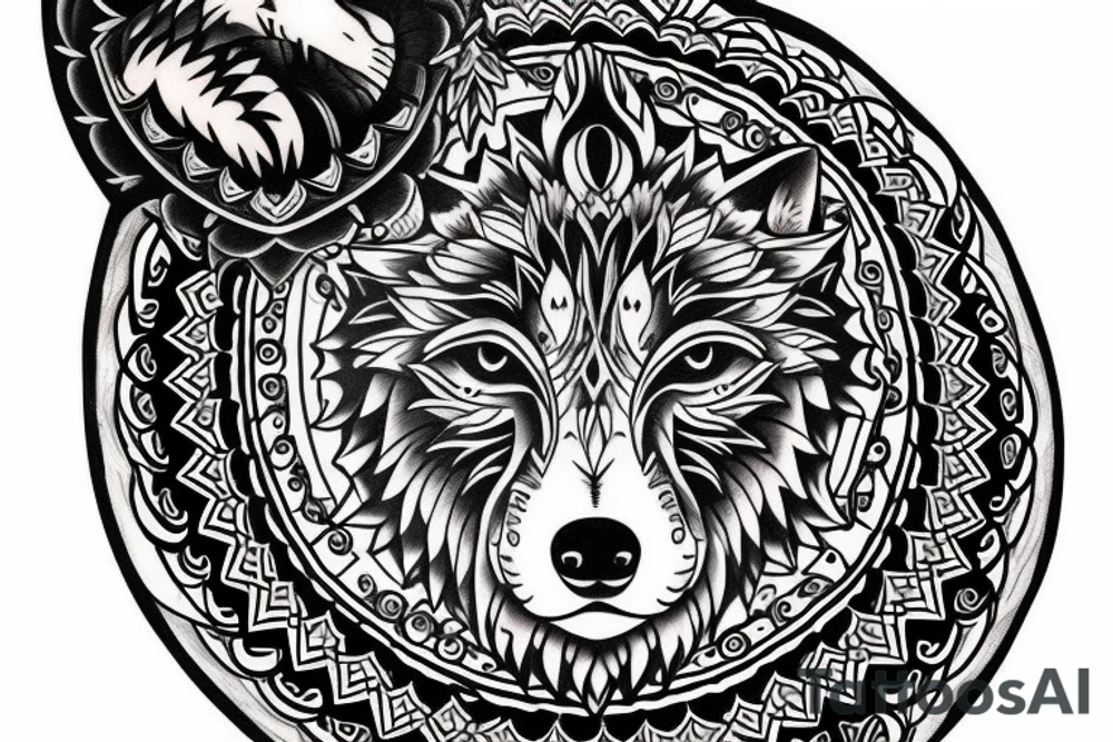 Wolf  mandala tattoo tattoo idea