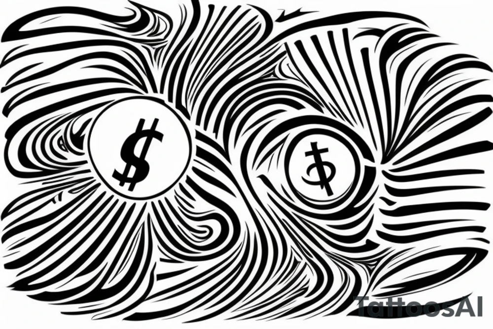 inner forearm tattoo of a dollar sign, half of the face should be made out of abstract lines tattoo idea