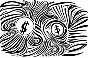 inner forearm tattoo of a dollar sign, half of the face should be made out of abstract lines tattoo idea