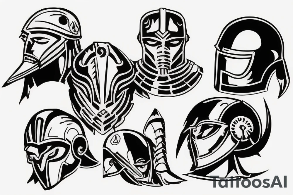 spartan art man with helmet tattoo idea