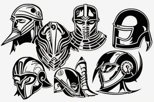 spartan art man with helmet tattoo idea