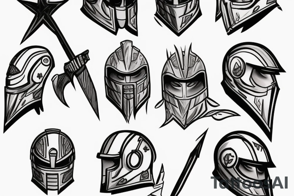 spartan art man with helmet tattoo idea