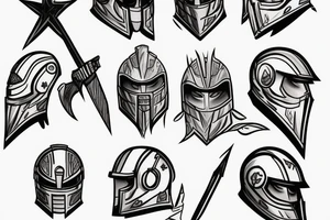 spartan art man with helmet tattoo idea