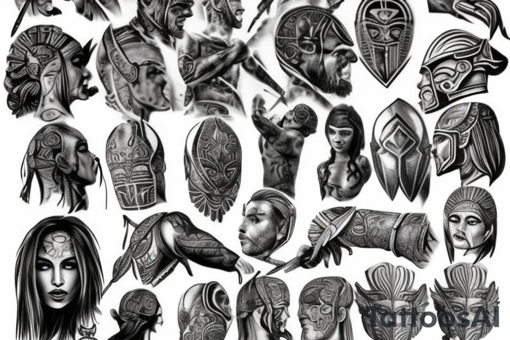 spartan with body and head tattoo idea