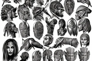 spartan with body and head tattoo idea