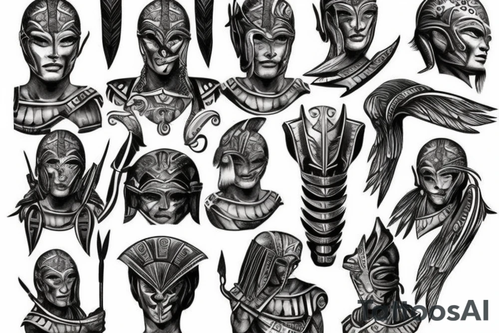 spartan with body and head tattoo idea