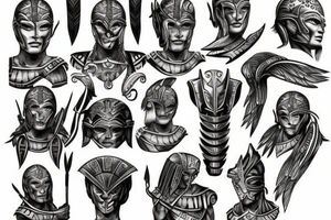 spartan with body and head tattoo idea