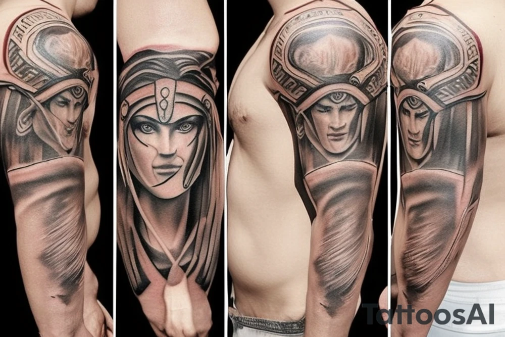 spartan with head and body tattoo idea