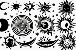 Moon and sun music tattoo idea
