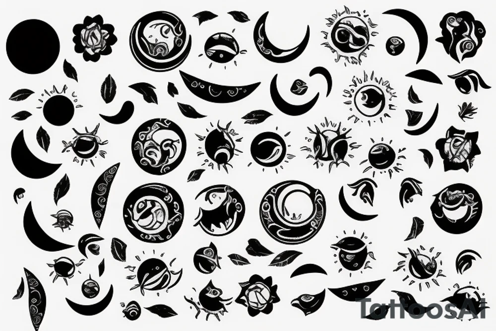 Moon and sun music tattoo idea