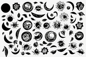 Moon and sun music tattoo idea