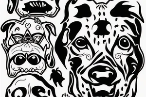 scary dog with 5 heads tattoo idea