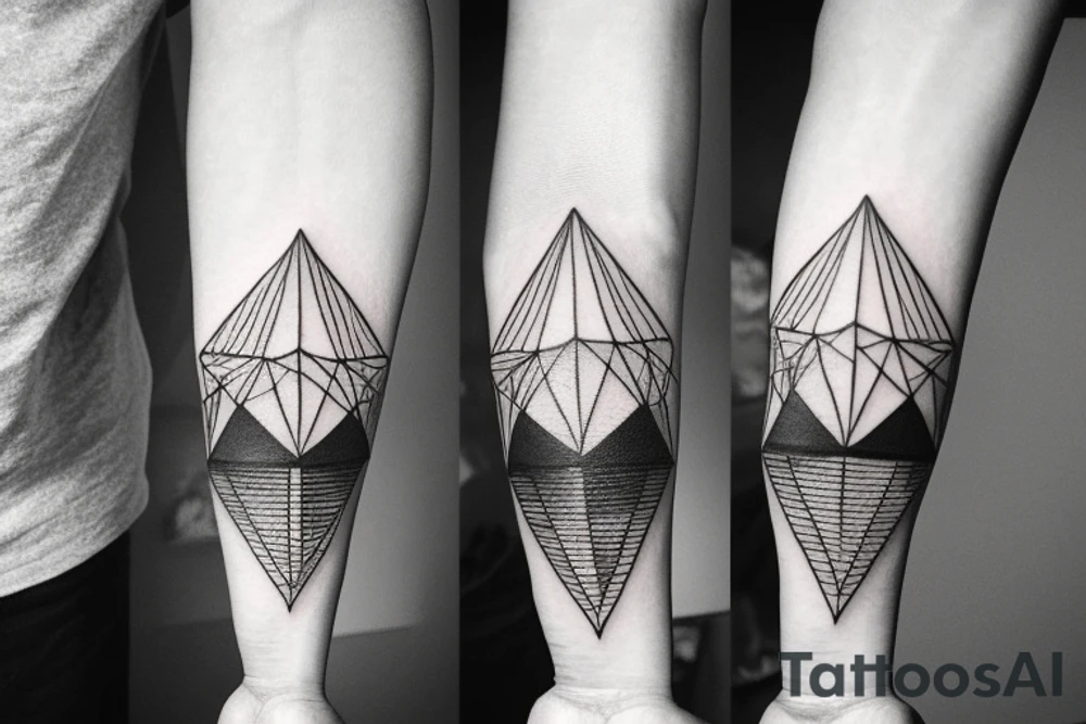 Minimal tattoo. For hand. Motives, family, father with two sons, mountains, sea, woods, compass in triangles tattoo idea