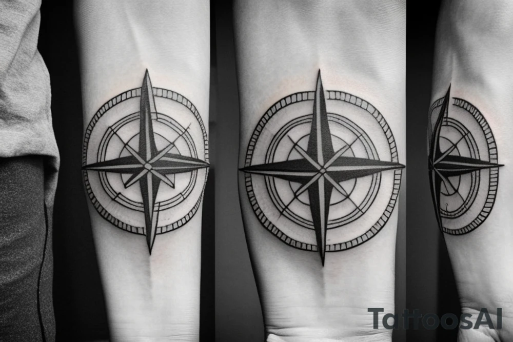 Minimal tattoo. For hand. Motives, family, father with two sons, mountains, sea, woods, compass tattoo idea