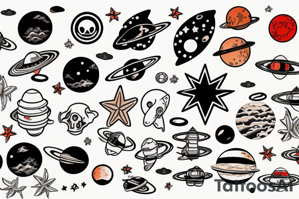 space beach tattoo idea