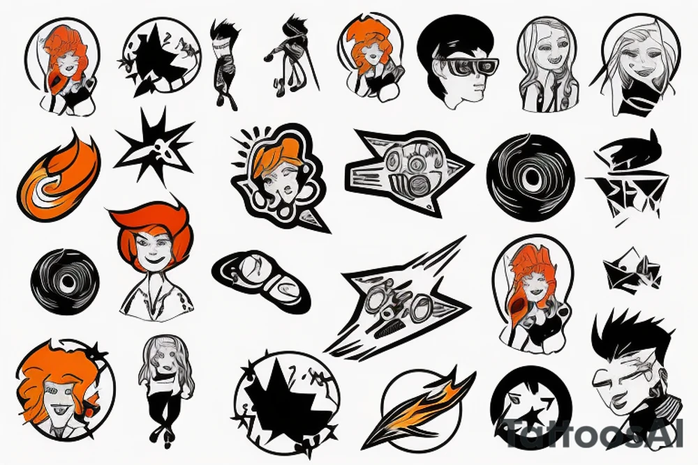 icon of a cartoon blonde red hair space cowboy, black plain background, vector drawing tattoo idea