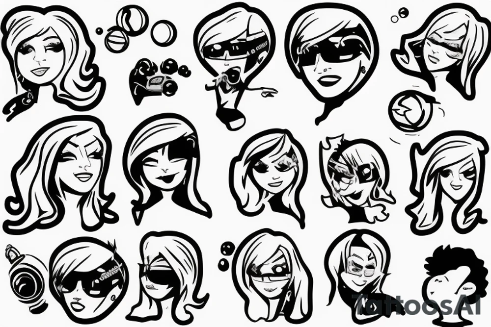 icon of a cartoon blonde red hair space cowboy, black plain background, vector drawing tattoo idea