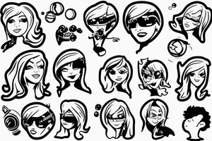 icon of a cartoon blonde red hair space cowboy, black plain background, vector drawing tattoo idea