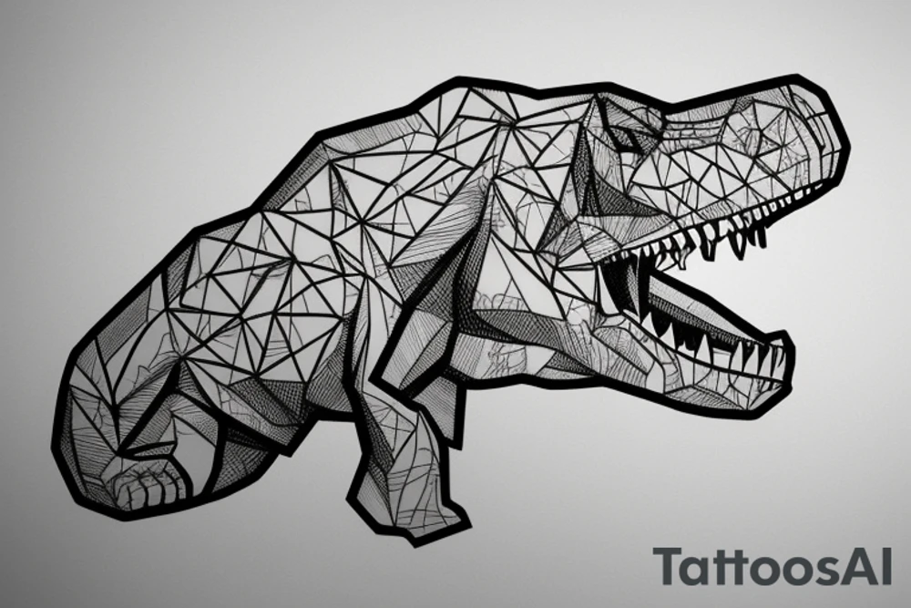 Geometric T. rex in space tattoo idea