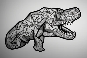 Geometric T. rex in space tattoo idea