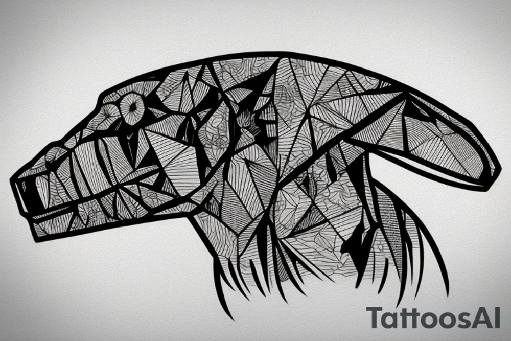 Geometric T. rex in space tattoo idea